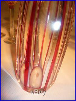 Service à liqueur cristal de couleur Baccarat Carafe 16 verres XIX XX Harcourt