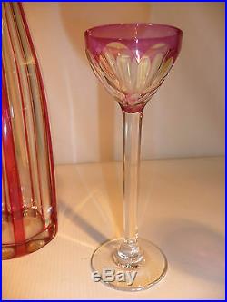 Service à liqueur cristal de couleur Baccarat Carafe 16 verres XIX XX Harcourt