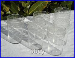 Service de 6 gobelets en cristal de Baccarat Forme conique frise athénienne H 10