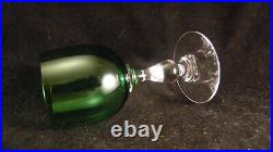 Service de 6 verre a vin / porto en cristal de Baccarat couleur vert emeraude