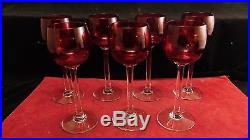 Service de 7 verres à vin roemers en cristal rose / rouge Baccarat 17 cm