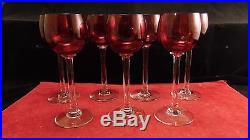 Service de 7 verres à vin roemers en cristal rose / rouge Baccarat 17 cm