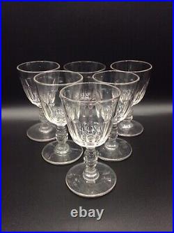 Service de six verres à vin en cristal taillé de Baccarat modèle Gondole XIXème