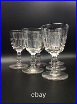 Service de six verres à vin en cristal taillé de Baccarat modèle Gondole XIXème