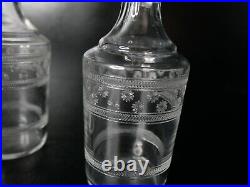 Serviteur huile vinaigre gravé cristal baccarat taille 4771 fleur Cailar Bayard