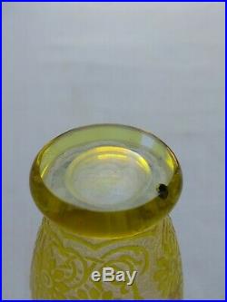 +++ Soliflore verre givré Baccarat Daum vert anis c. 1900 single flower vase +++