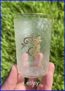 St Louis Verre Gobelet Souvenir Communion Cristal Gravé Initiale J Or Baccarat