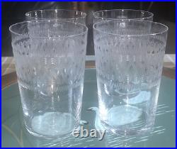 Suite de 4 verres à eau gobelet en cristal soufflé gravé XIXe Baccarat St louis
