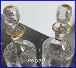 SuperbeService À Liqueur 8 Verres Carafe En Cristal De Baccarat Décor Japonisant