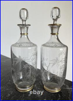 SuperbeService À Liqueur 8 Verres Carafe En Cristal De Baccarat Décor Japonisant