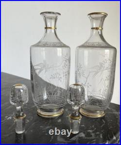 SuperbeService À Liqueur 8 Verres Carafe En Cristal De Baccarat Décor Japonisant