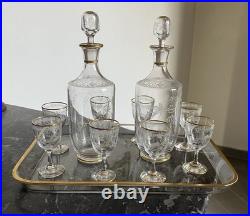 SuperbeService À Liqueur 8 Verres Carafe En Cristal De Baccarat Décor Japonisant
