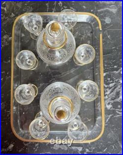 SuperbeService À Liqueur 8 Verres Carafe En Cristal De Baccarat Décor Japonisant