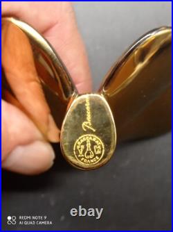 Superbe Papillon Porte bonheur en Cristal De BACCARAT Doré Or, signé