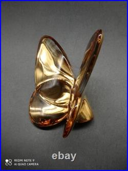 Superbe Papillon Porte bonheur en Cristal De BACCARAT Doré Or, signé