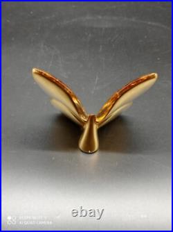 Superbe Papillon Porte bonheur en Cristal De BACCARAT Doré Or, signé