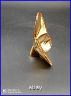 Superbe Papillon Porte bonheur en Cristal De BACCARAT Doré Or, signé