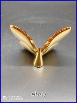 Superbe Papillon Porte bonheur en Cristal De BACCARAT Doré Or, signé