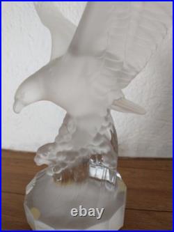 Superbe sculpture aigle ailes déployées cristal Baccarat Saint Louis Bayel