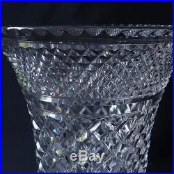 Très Grand Vase En Cristal Taillé Cabochon Et Pointe Diamant, St Louis Baccarat