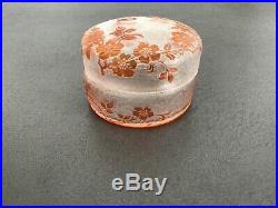 Très Rare Boîte À Poudre En Cristal De Baccarat Modèle Eglantier Orange