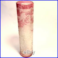Très Rare Vase Cristal Dégagé À Lacide De Baccarat Modèle Églantier Rose
