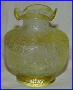 Vase Baccarat Degage A L'acide Couleur Jaune Decors De Fleurs Vase Baccarat Degage A L'acide Couleur Jaune Decors De Fleurs