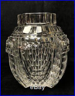 Vase D'époque Art Déco En Cristal De Baccarat A Pan Coupé 21,5 CM De Haut