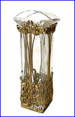 Vase En Cristal Baccarat Monture En Bronze Doré Art Nouveau Jugendstil