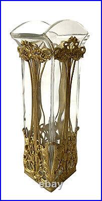 Vase En Cristal Baccarat Monture En Bronze Doré Art Nouveau Jugendstil