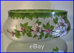 Vase Jardinière Art Nouveau cristal gravé acide fleurs émaillées Baccarat Legras