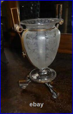 Vase en cristal gravé empire monture bronze XIXe Baccarat