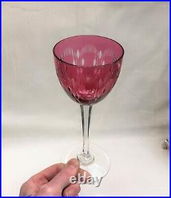 Verre à vin du Rhin en cristal doublé rouge BACCARAT modèle MOLIERE roemer 19 cm