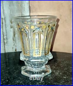 Verre gobelet ancien en Cristal Baccarat Charles X rare dorure H 12 cm XIX ème