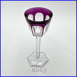 Verre roemer vin du Rhin cristal signé BACCARAT doublé AMÉTHYSTE modèle HARCOURT
