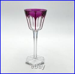 Verre roemer vin du Rhin cristal signé BACCARAT doublé AMÉTHYSTE modèle HARCOURT